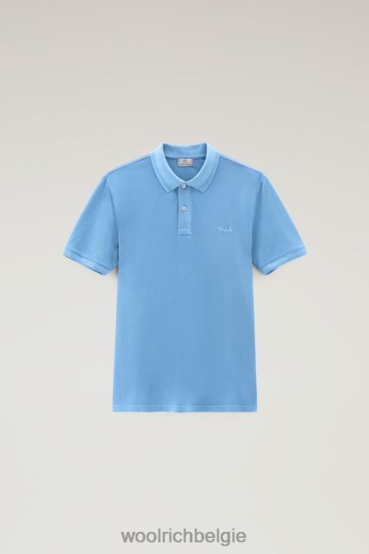 Mackinack-polo van kledingstuk-dye stretchkatoenen piquet Woolrich Heren 8TTN0789 klokje blauw kleding