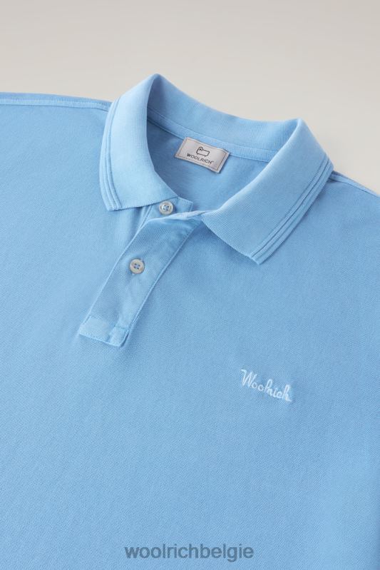 Mackinack-polo van kledingstuk-dye stretchkatoenen piquet Woolrich Heren 8TTN0789 klokje blauw kleding