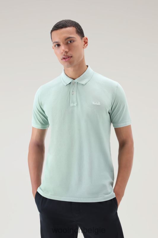 Mackinack-polo van kledingstuk-dye stretchkatoenen piquet Woolrich Heren 8TTN0791 haven groen kleding
