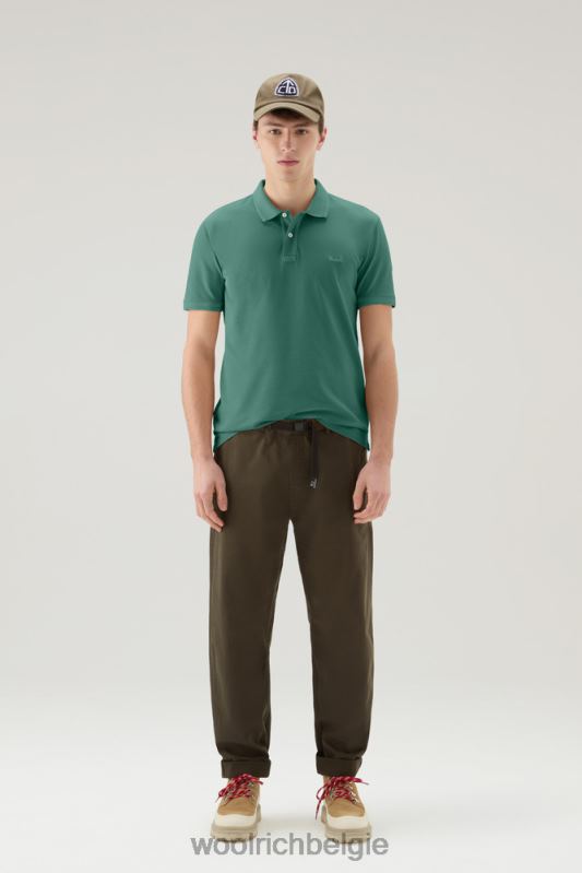Mackinack-polo van kledingstuk-dye stretchkatoenen piquet Woolrich Heren 8TTN0792 groenblijvend kleding