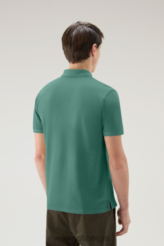 Mackinack-polo van kledingstuk-dye stretchkatoenen piquet Woolrich Heren 8TTN0792 groenblijvend kleding