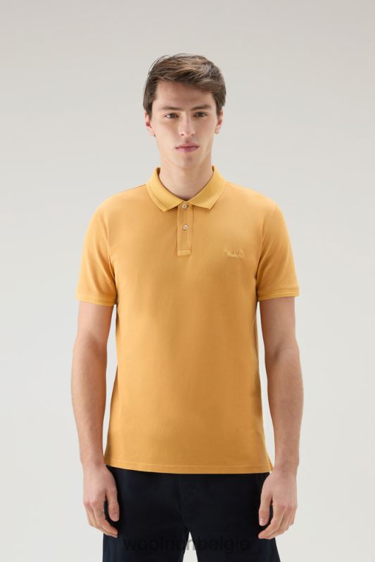Mackinack-polo van kledingstuk-dye stretchkatoenen piquet Woolrich Heren 8TTN0794 vuur geel kleding
