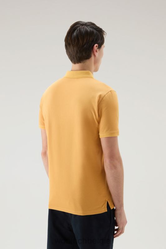Mackinack-polo van kledingstuk-dye stretchkatoenen piquet Woolrich Heren 8TTN0794 vuur geel kleding