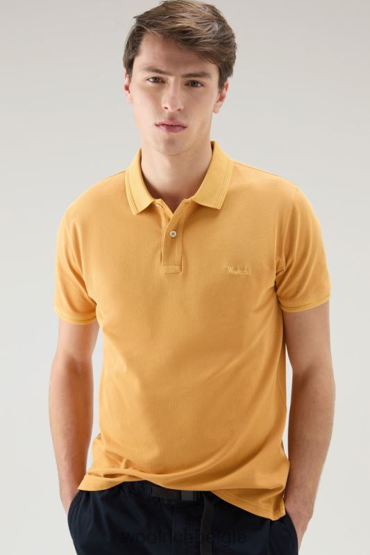 Mackinack-polo van kledingstuk-dye stretchkatoenen piquet Woolrich Heren 8TTN0794 vuur geel kleding