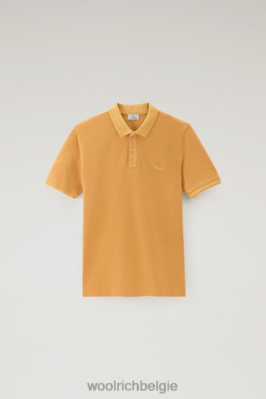 Mackinack-polo van kledingstuk-dye stretchkatoenen piquet Woolrich Heren 8TTN0794 vuur geel kleding