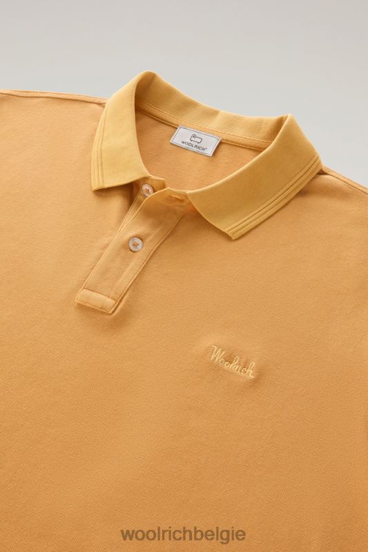 Mackinack-polo van kledingstuk-dye stretchkatoenen piquet Woolrich Heren 8TTN0794 vuur geel kleding