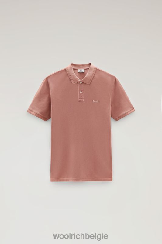 Mackinack-polo van kledingstuk-dye stretchkatoenen piquet Woolrich Heren 8TTN0803 warme bruine heide kleding