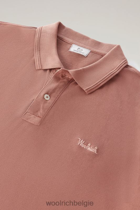 Mackinack-polo van kledingstuk-dye stretchkatoenen piquet Woolrich Heren 8TTN0803 warme bruine heide kleding