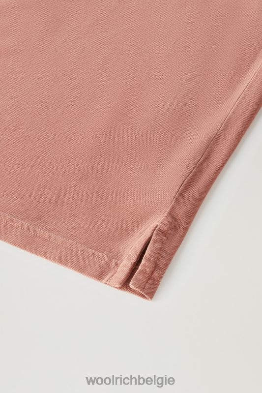 Mackinack-polo van kledingstuk-dye stretchkatoenen piquet Woolrich Heren 8TTN0803 warme bruine heide kleding