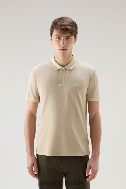 Mackinack-polo van kledingstuk-dye stretchkatoenen piquet Woolrich Heren 8TTN0809 strandzand kleding