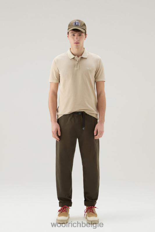 Mackinack-polo van kledingstuk-dye stretchkatoenen piquet Woolrich Heren 8TTN0809 strandzand kleding