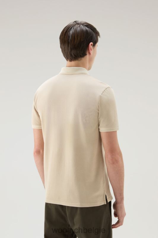 Mackinack-polo van kledingstuk-dye stretchkatoenen piquet Woolrich Heren 8TTN0809 strandzand kleding