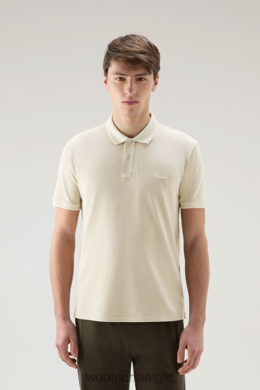 Mackinack-polo van kledingstuk-dye stretchkatoenen piquet Woolrich Heren 8TTN0810 melkachtige crème kleding