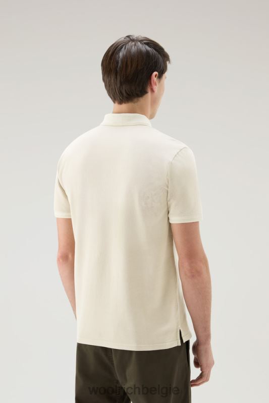 Mackinack-polo van kledingstuk-dye stretchkatoenen piquet Woolrich Heren 8TTN0810 melkachtige crème kleding
