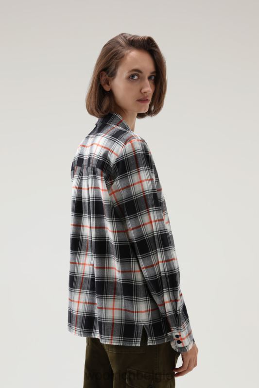 Madras licht flanellen geruit overhemd Woolrich vrouwen 8TTN0224 vlam zwarte ruit kleding