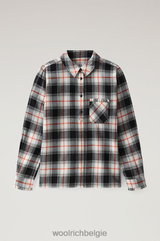Madras licht flanellen geruit overhemd Woolrich vrouwen 8TTN0224 vlam zwarte ruit kleding