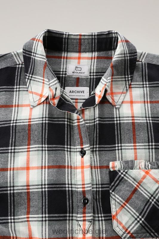 Madras licht flanellen geruit overhemd Woolrich vrouwen 8TTN0224 vlam zwarte ruit kleding