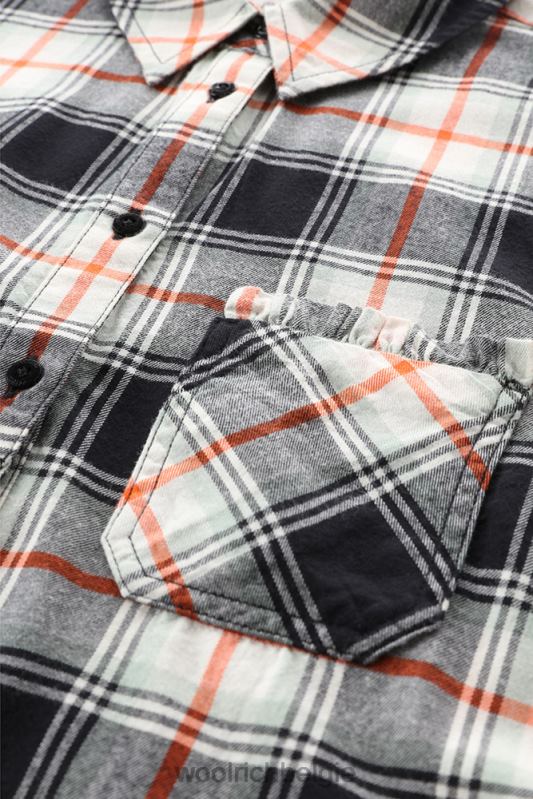 Madras licht flanellen geruit overhemd Woolrich vrouwen 8TTN0224 vlam zwarte ruit kleding