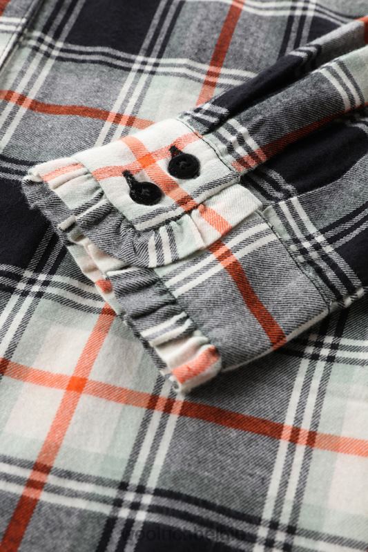 Madras licht flanellen geruit overhemd Woolrich vrouwen 8TTN0224 vlam zwarte ruit kleding