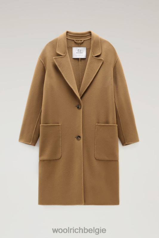Manteco maagdelijke dubbele wollen jas Woolrich vrouwen 8TTN0307 donkere kameel kleding