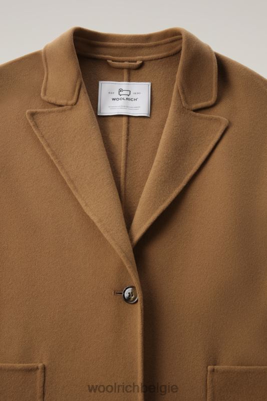 Manteco maagdelijke dubbele wollen jas Woolrich vrouwen 8TTN0307 donkere kameel kleding