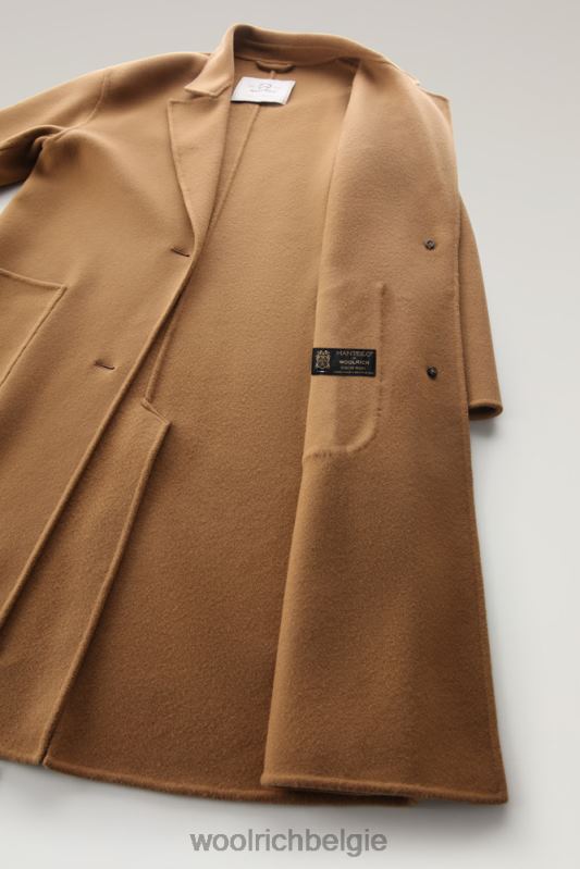 Manteco maagdelijke dubbele wollen jas Woolrich vrouwen 8TTN0307 donkere kameel kleding