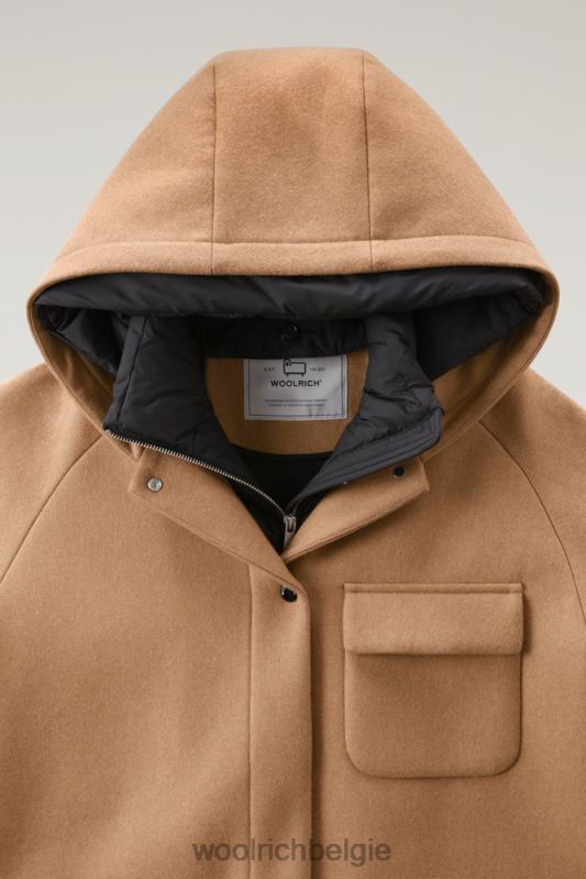 Manteco wollen zijlijn 2-in-1 jas Woolrich vrouwen 8TTN0255 donkere kameel kleding