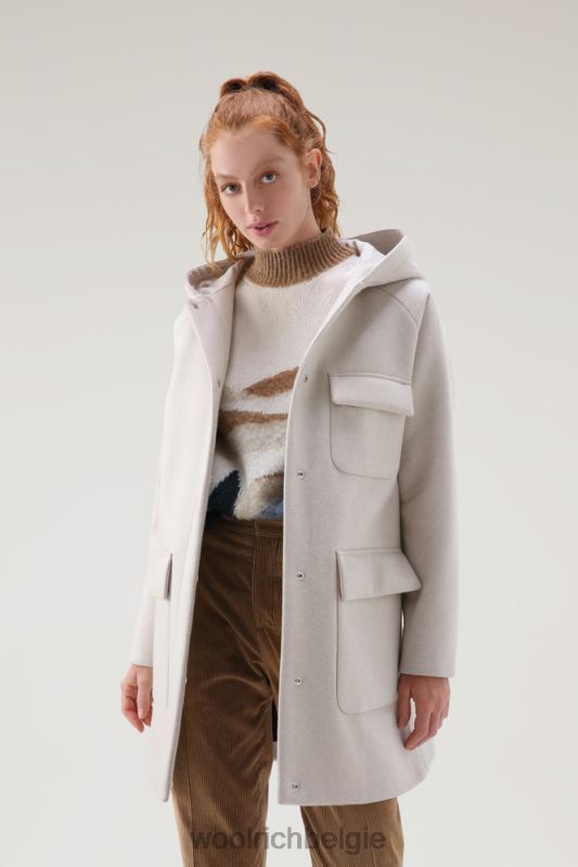 Manteco wollen zijlijn 2-in-1 jas Woolrich vrouwen 8TTN0301 melkachtige crème kleding