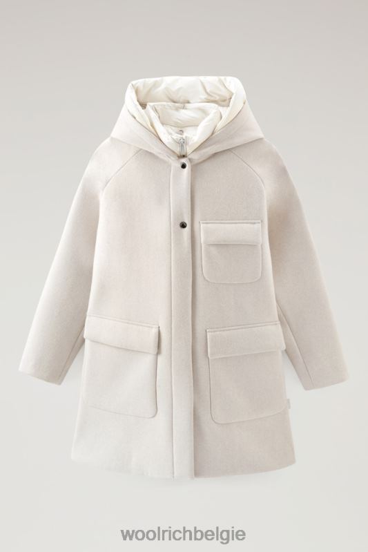 Manteco wollen zijlijn 2-in-1 jas Woolrich vrouwen 8TTN0301 melkachtige crème kleding