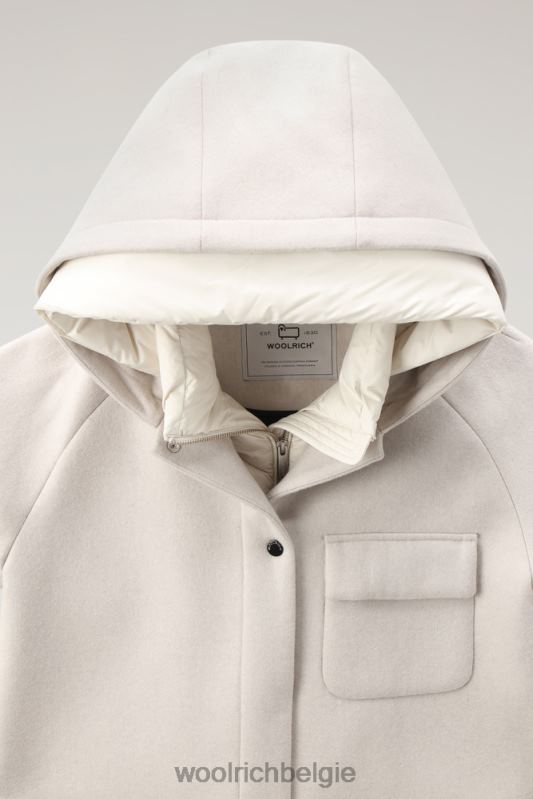 Manteco wollen zijlijn 2-in-1 jas Woolrich vrouwen 8TTN0301 melkachtige crème kleding