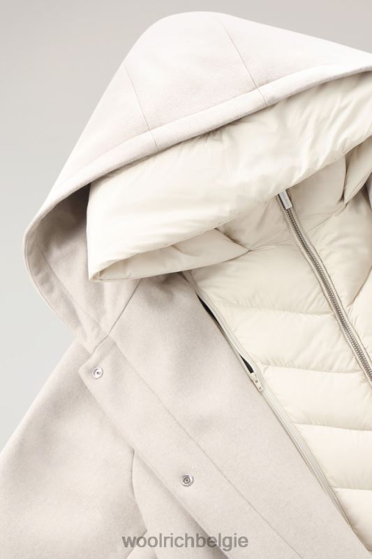 Manteco wollen zijlijn 2-in-1 jas Woolrich vrouwen 8TTN0301 melkachtige crème kleding
