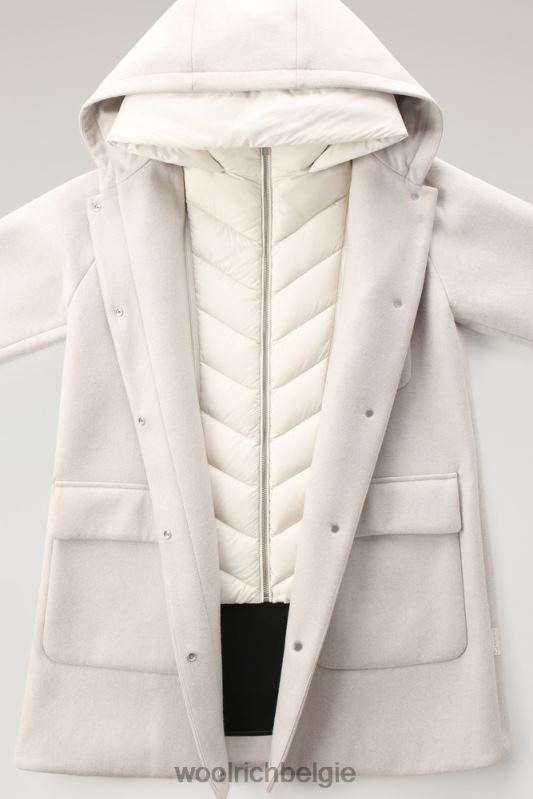 Manteco wollen zijlijn 2-in-1 jas Woolrich vrouwen 8TTN0301 melkachtige crème kleding