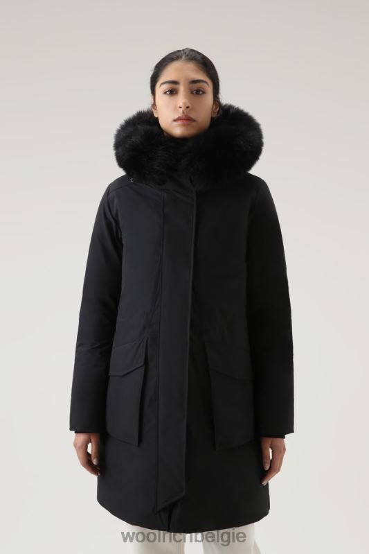 Militaire parka van urban touch-stof met bontvoering Woolrich vrouwen 8TTN0290 zwart kleding