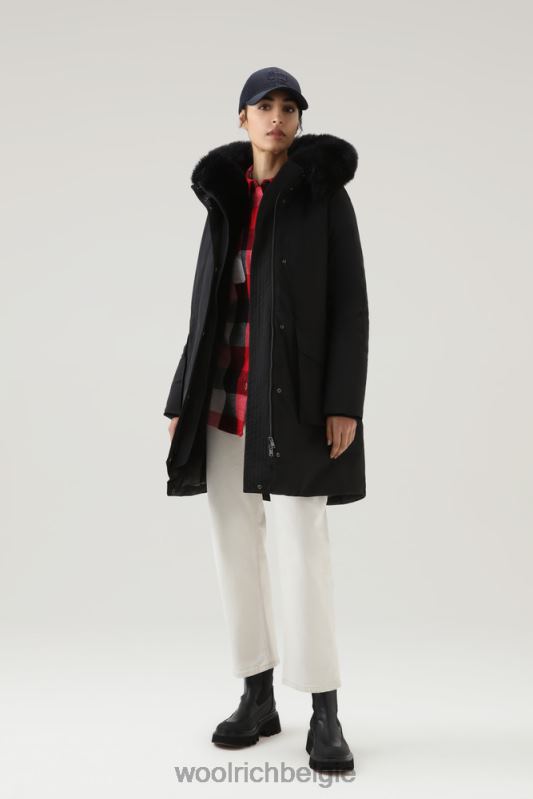 Militaire parka van urban touch-stof met bontvoering Woolrich vrouwen 8TTN0290 zwart kleding