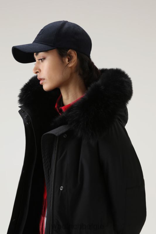 Militaire parka van urban touch-stof met bontvoering Woolrich vrouwen 8TTN0290 zwart kleding