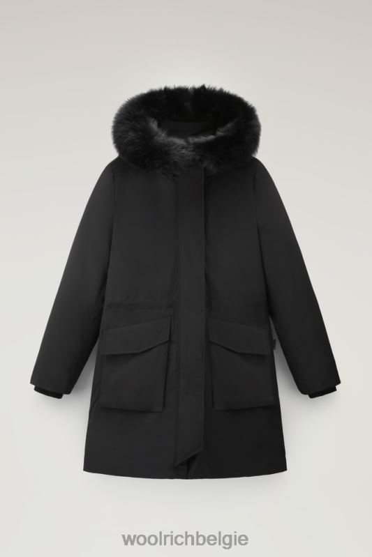 Militaire parka van urban touch-stof met bontvoering Woolrich vrouwen 8TTN0290 zwart kleding
