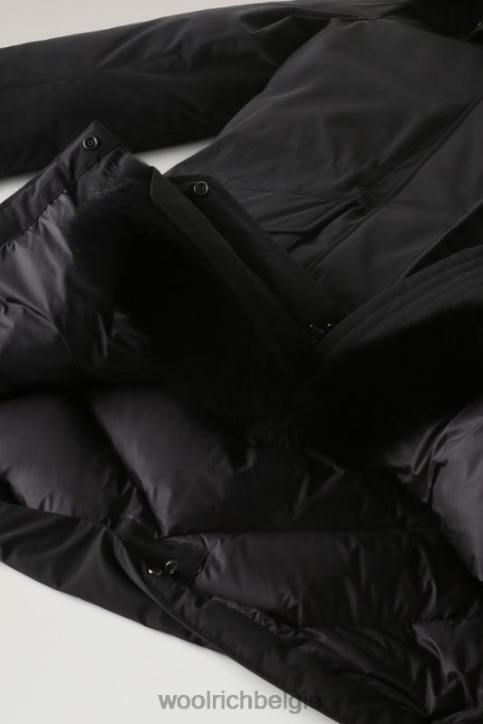 Militaire parka van urban touch-stof met bontvoering Woolrich vrouwen 8TTN0290 zwart kleding