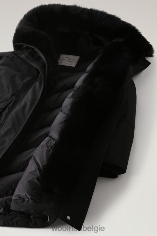 Militaire parka van urban touch-stof met bontvoering Woolrich vrouwen 8TTN0290 zwart kleding