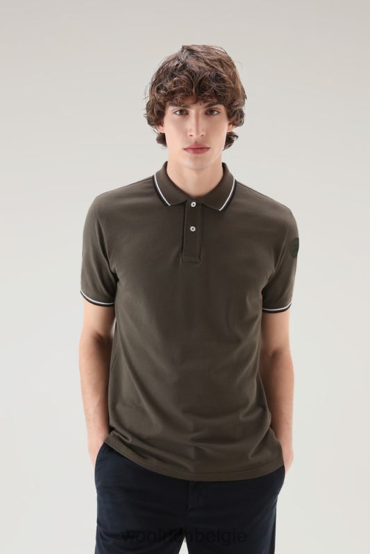 Monterey poloshirt van piquét stretchkatoen Woolrich Heren 8TTN0430 donkergroen kleding