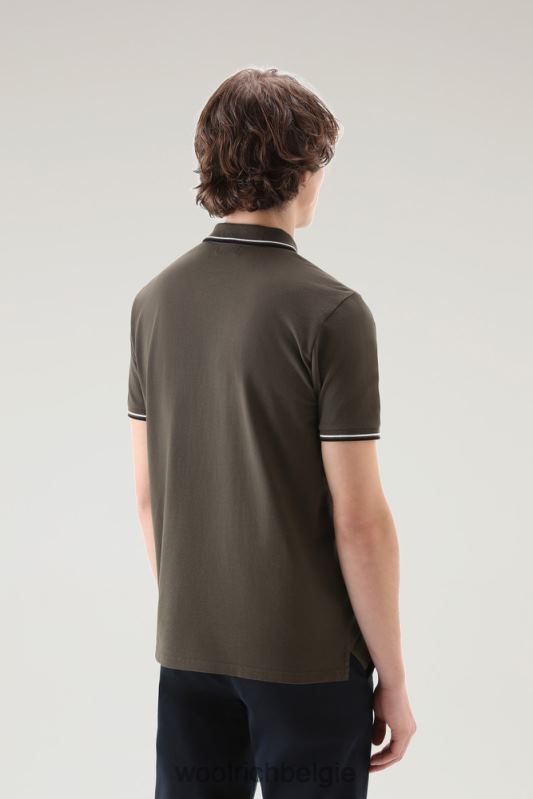 Monterey poloshirt van piquét stretchkatoen Woolrich Heren 8TTN0430 donkergroen kleding