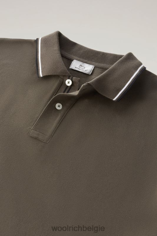 Monterey poloshirt van piquét stretchkatoen Woolrich Heren 8TTN0430 donkergroen kleding