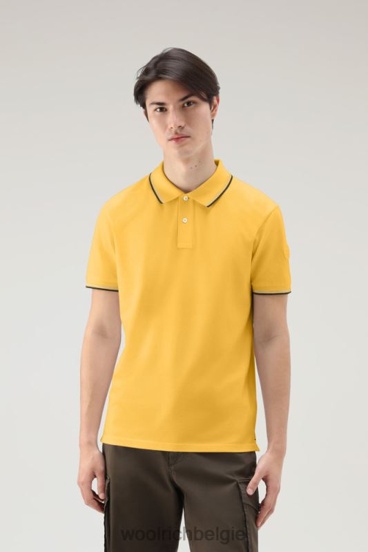 Monterey poloshirt van piquét stretchkatoen Woolrich Heren 8TTN0576 vuur geel kleding