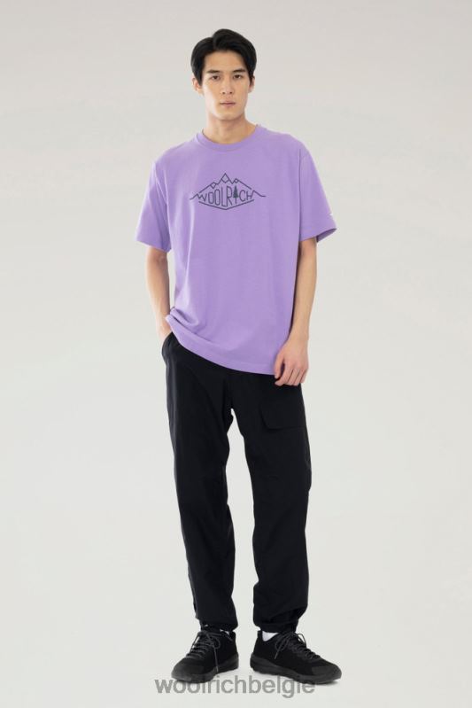 Mountainline-T-shirt van puur katoen Woolrich Heren 8TTN0624 paars kleding