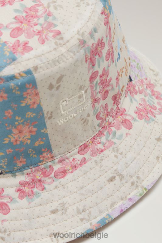Omkeerbare vissershoed van puur katoen Woolrich unisex 8TTN015 crème patchwork accessoires
