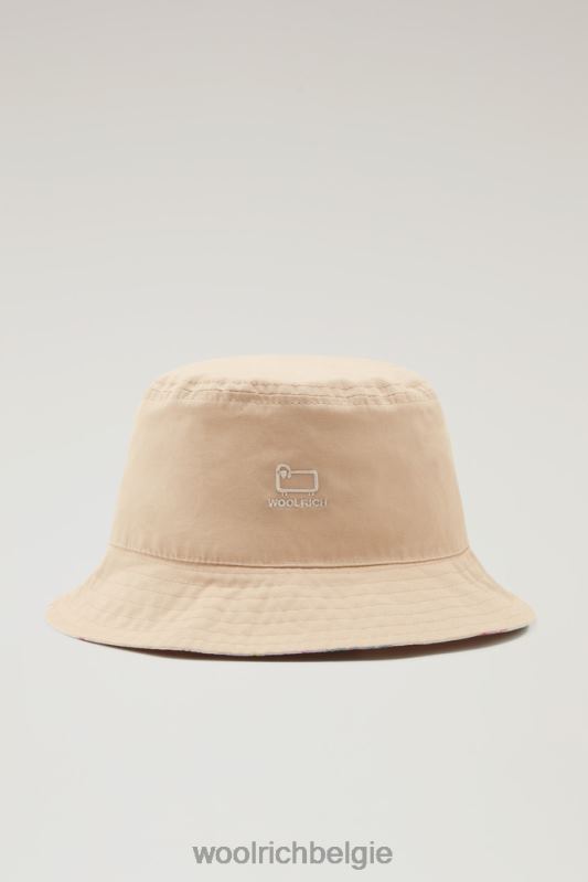 Omkeerbare vissershoed van puur katoen Woolrich unisex 8TTN015 crème patchwork accessoires