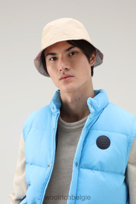Omkeerbare vissershoed van puur katoen Woolrich unisex 8TTN015 crème patchwork accessoires