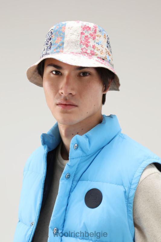 Omkeerbare vissershoed van puur katoen Woolrich unisex 8TTN015 crème patchwork accessoires