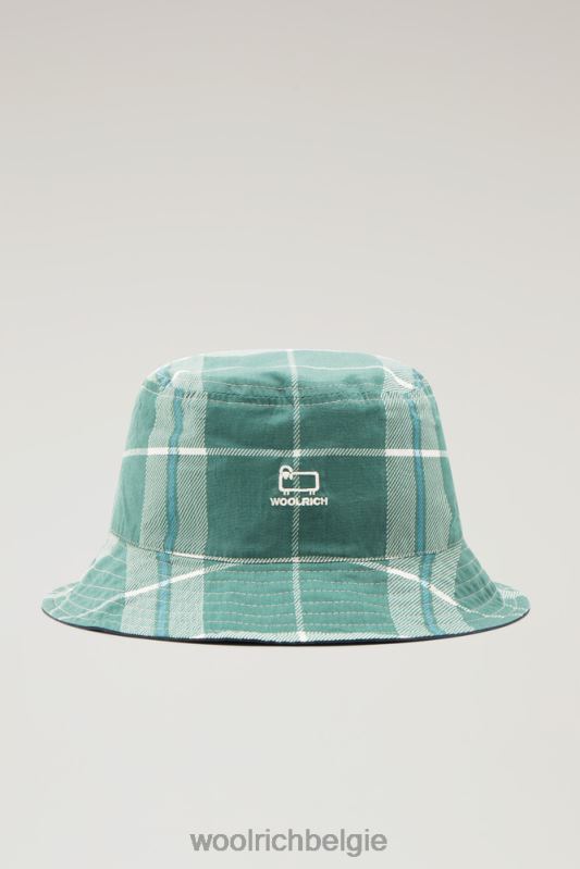 Omkeerbare vissershoed van puur katoen Woolrich unisex 8TTN082 groenblijvende ruit accessoires
