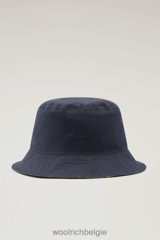 Omkeerbare vissershoed van puur katoen Woolrich unisex 8TTN082 groenblijvende ruit accessoires