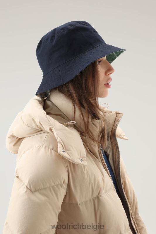 Omkeerbare vissershoed van puur katoen Woolrich unisex 8TTN082 groenblijvende ruit accessoires